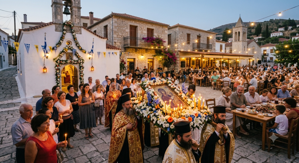 Procession de la Dormition de la Vierge Marie, le 15 août en Grèce